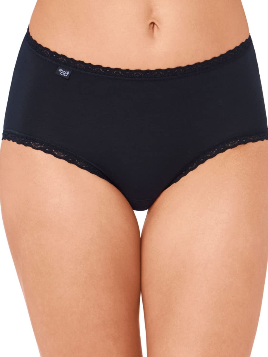 Sloggi Women's Black 24/7 Cotton Lace Midi Boxer Briefs, 18 Uk