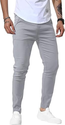 Miniatura 3 de Woenzaia Men's Slim Fit Dress Pants Casual Stretchy Twill Chinos Tapered Skinny Slacks