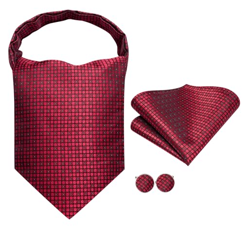Image of Dubulle Paisley Floral Ascot for Men Self Tie Mens Cravat and Pocket Square Cufflinks Wedding