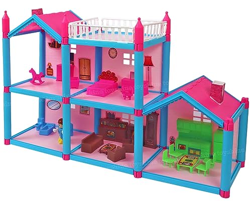 Image of Toyshine DIY Doll House Creative Edition with Accessories Included Playset (Multicolour, 108 Pieces )
