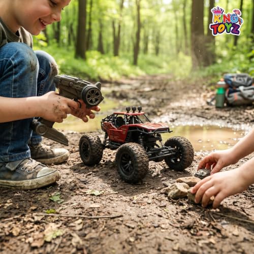 Image of Rock Crawler RC Car with Smoke, 1:16 Scale High-Speed Off-Road Monster Truck, 4 Functions, Rechargeable Remote Control Climbing Car with Fog Effect for Kids-Black (RED)