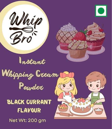 Image of WhipBro Whipping Cream Powder | Black Currant Flavour | Baking & Dessert Use (200 g)
