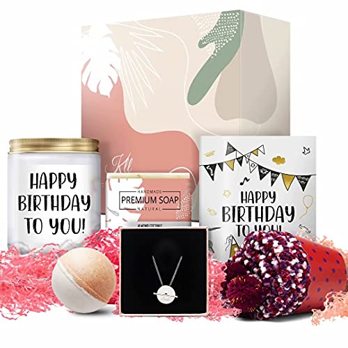 Birthday Gifts for Women- Relaxing Spa Gift Box Basket for Mom Sister Female Wife Girlfriend, Happy Birthday Spa Gift Set for Bestie, Coworker- Gifts Basket Care Package Present(6PCS)