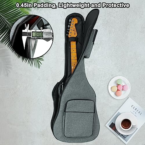 Image of MUZNOTE Electric Guitar Bag Padded Electric Guitar Gig Bag Waterproof Fabric Soft Guitar Case with Neck Strap, Back Hanger Loop, Premium Version, Gray, 39 inch, Modern