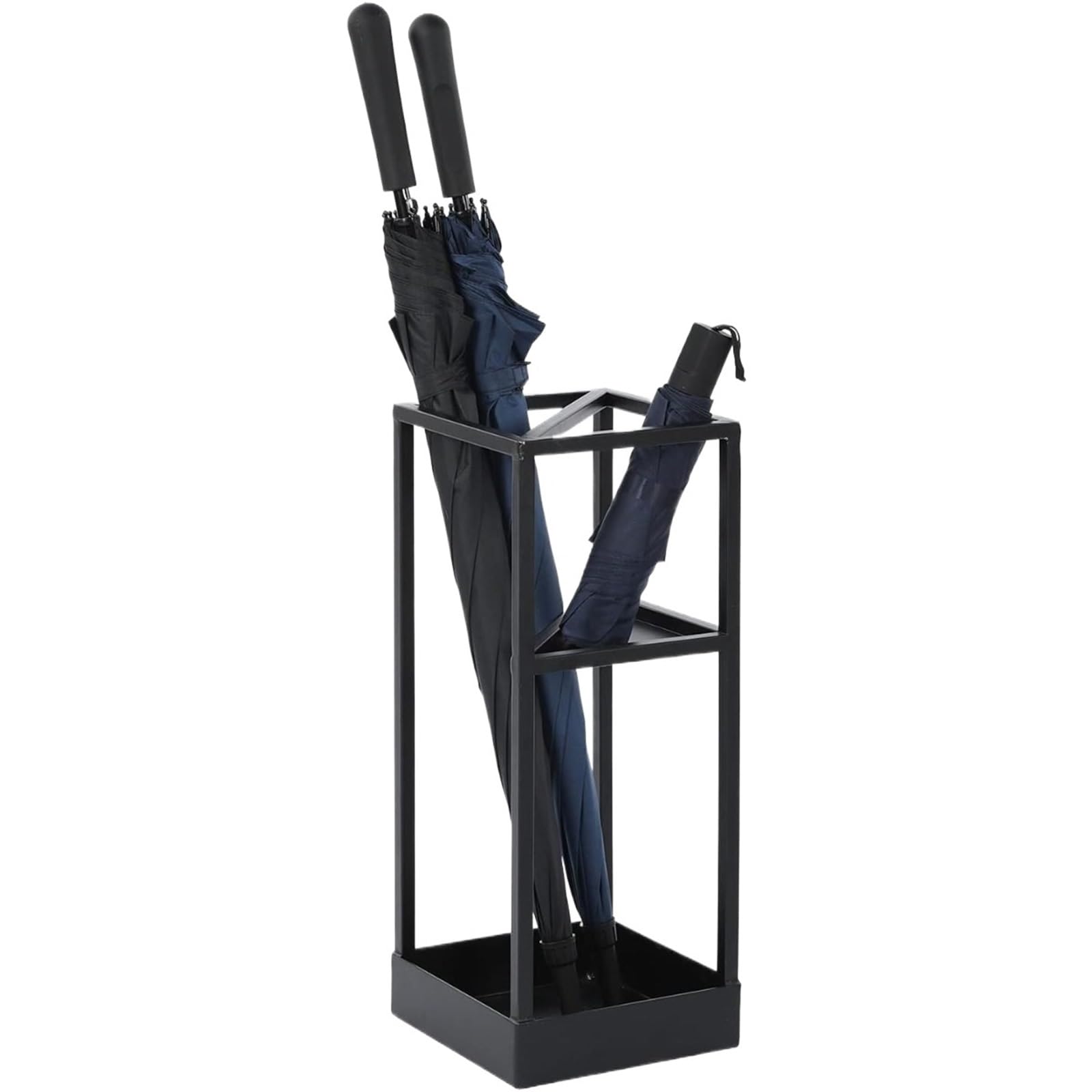PSNKLMM Metal Geometric Umbrella Stand With Drip Tray & Shelf 20 Inch Freestanding Holder For Entryway