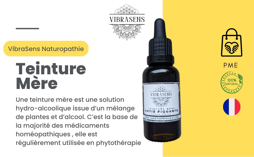 Elixir naturale di vitalità - Booster a base di erbe - Tintura madre di Ortica VibraSens Naturopatia, flacone da 30 ml - Ortica Dioica - Produzione francese