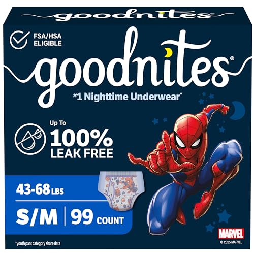Goodnites Boys Bedwetting Underwear Size S/M (43-68 lbs) 99 Ct (3 Packs of 33) Packaging May Vary