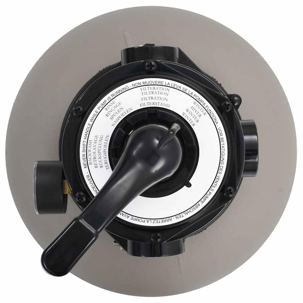 Filtre à sable de piscine 350 mm avec valve 4 voies pour filtre à sable, débit 7 m³/h pour piscine de jardin, gris