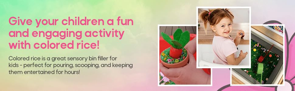 Image of Sensory Bin Filler for Sensory Table - Colored Rice for Sensory Play (Flower Rice)