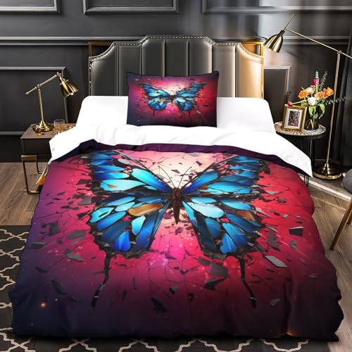 Housse de couette fermeture éclair dissimulée 135x200 papillon
