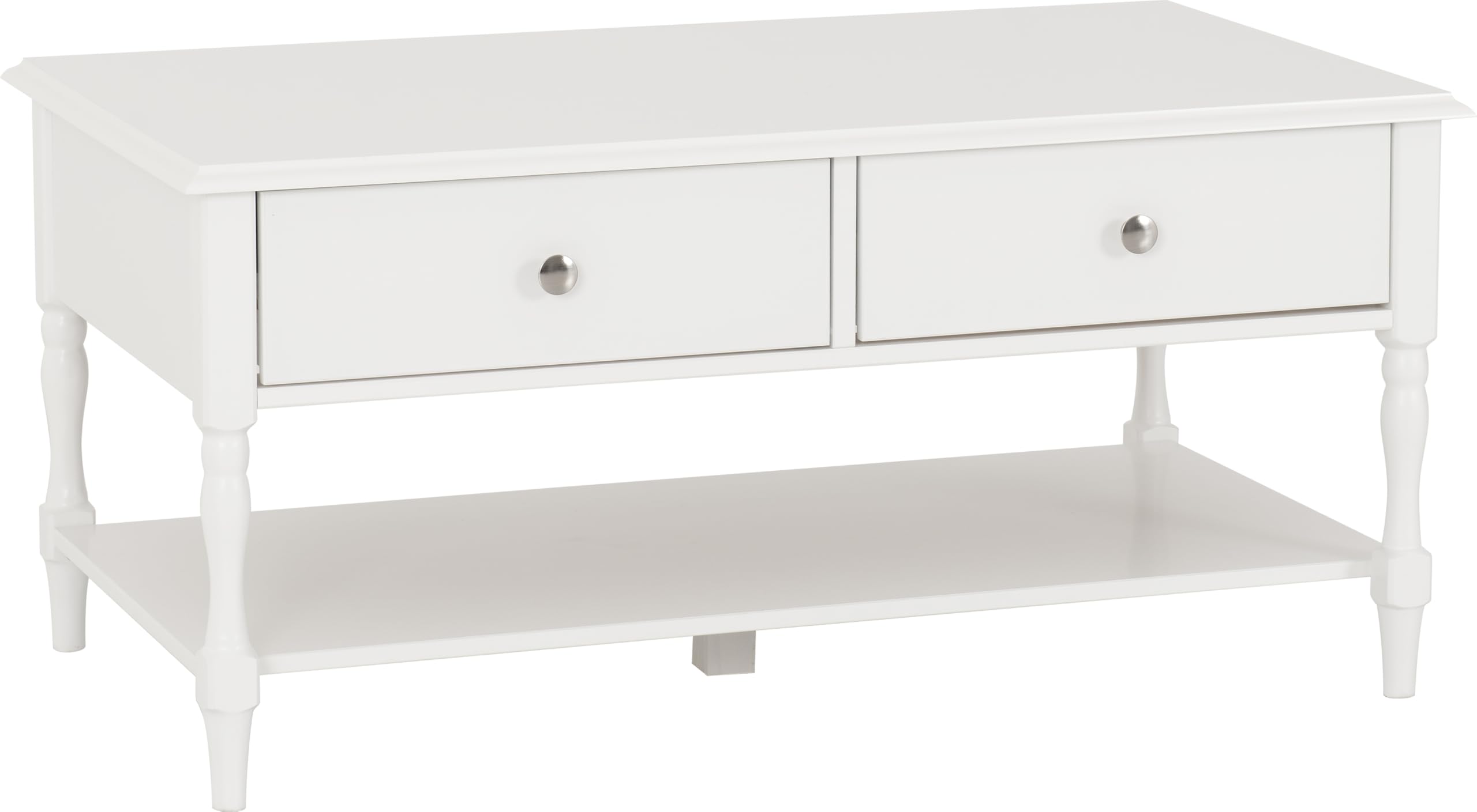 Seconique Stratford 2 Drawer Coffee Table - White - Modern Storage Solution