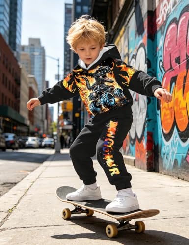 Image of Toddler Boy Clothes Dinosaur Printed Hoodies Long Sleeve Pant Sets