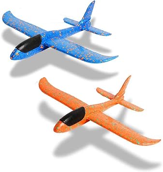 2 Pack Throwing Foam Airplanes, 13.7 Inches 2 Flight Mode Glider Inertia Planes Model, Manual Launch Epp Flying Aircraft Planes for Kids Outdoor Sport