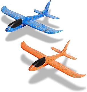 2 Pack Throwing Foam Airplanes, 13.7 Inches 2 Flight Mode Glider Inertia Planes Model, Manual Launch Epp Flying Aircraft Planes for Kids Outdoor Sport