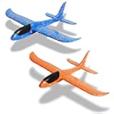 2 Pack Throwing Foam Airplanes, 13.7 Inches 2 Flight Mode Glider Inertia Planes Model, Manual Launch Epp Flying Aircraft Planes for Kids Outdoor Sport