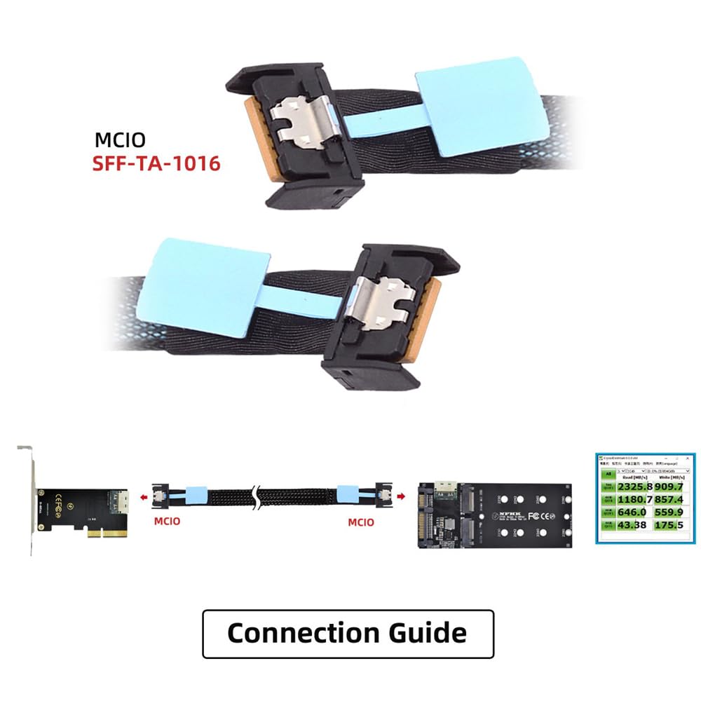 cablecc Mini câble d'extension Cool Edge IO MCIO PCI-E 4i 38 broches PCI-E 5.0 mâle vers MCIO 4i SFF-TA-1016 50 cm