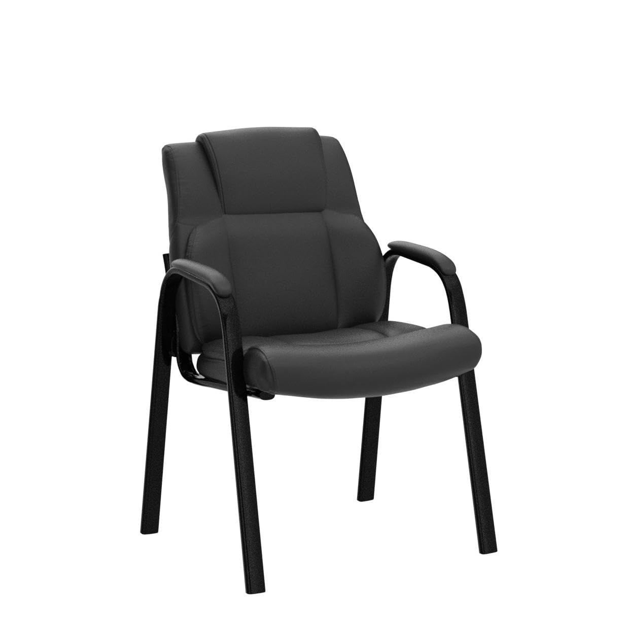 Sweetcrispy Wartezimmerstühle Empfangsstühle Büro Gästestühle 2er Set, Schreibtischstuhl ohne Rollen Chefsessel Bürostuhl PU Leder Konferenzraumstühle Lobby Stühle mit gepolsterten Armlehnen