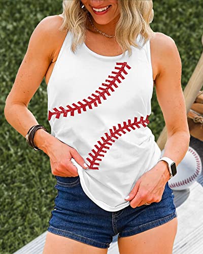 Baseball Tanks Top Women Love Baseball Graphic Shirts Baseball Sleeveless Tops Casual Workout Vest Shirt4