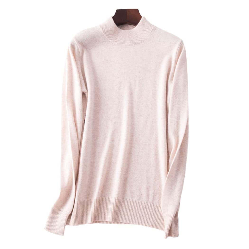 FULBHPRINT Maglione a collo alto in misto cashmere da donna maglione a collo alto femminile autunno inverno manica lunga pullover tinta unita, Beige, M