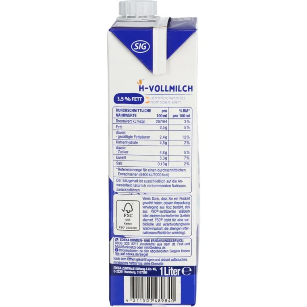 Milch Gut&Günstig fettarme H-Milch 3,5% Fett Haltbare Milch, je 1 Liter, 24 Stück mit Pufai Grocery