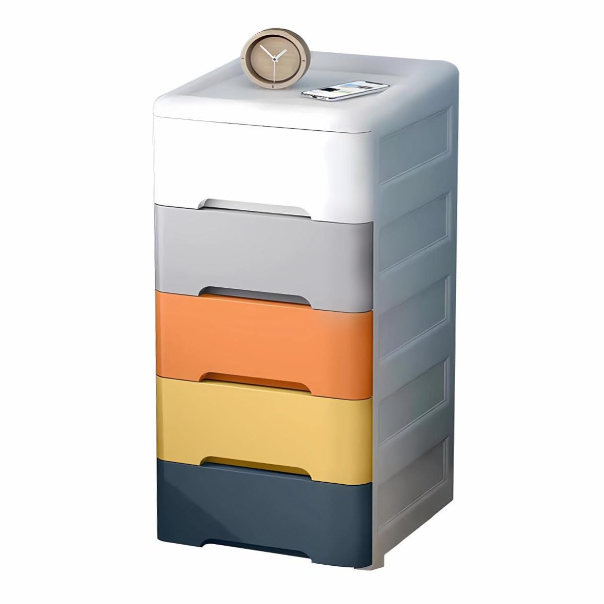 Drawer Storage cabinet Clothes Storage Box Plastic Toys storage Containers home organization and storage with wheels Organizer container Living Room Kitchen Bathroom Storage cabinet (36cm, Colourful)