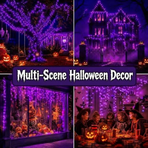 JEAYYDSI 105FT Outdoor Halloween Lights, 970LED Purple Halloween Lights 8 Lighting Modes with Timer Memory Waterproof, String Lights for Outside, Party, Holiday, Garden Decor - image 7
