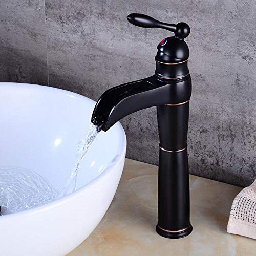 Mitigeur laiton chaud et froid pour lavabo cascade noir - 5