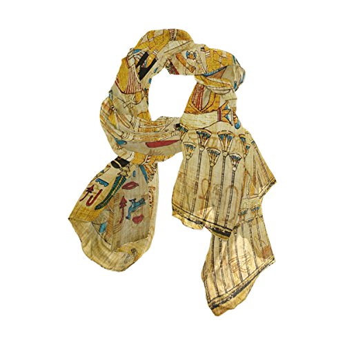 ALAZA Use4 Fashion Old Egyptian Papyrus Chiffon Silk Long Scarf Shawl Wrap