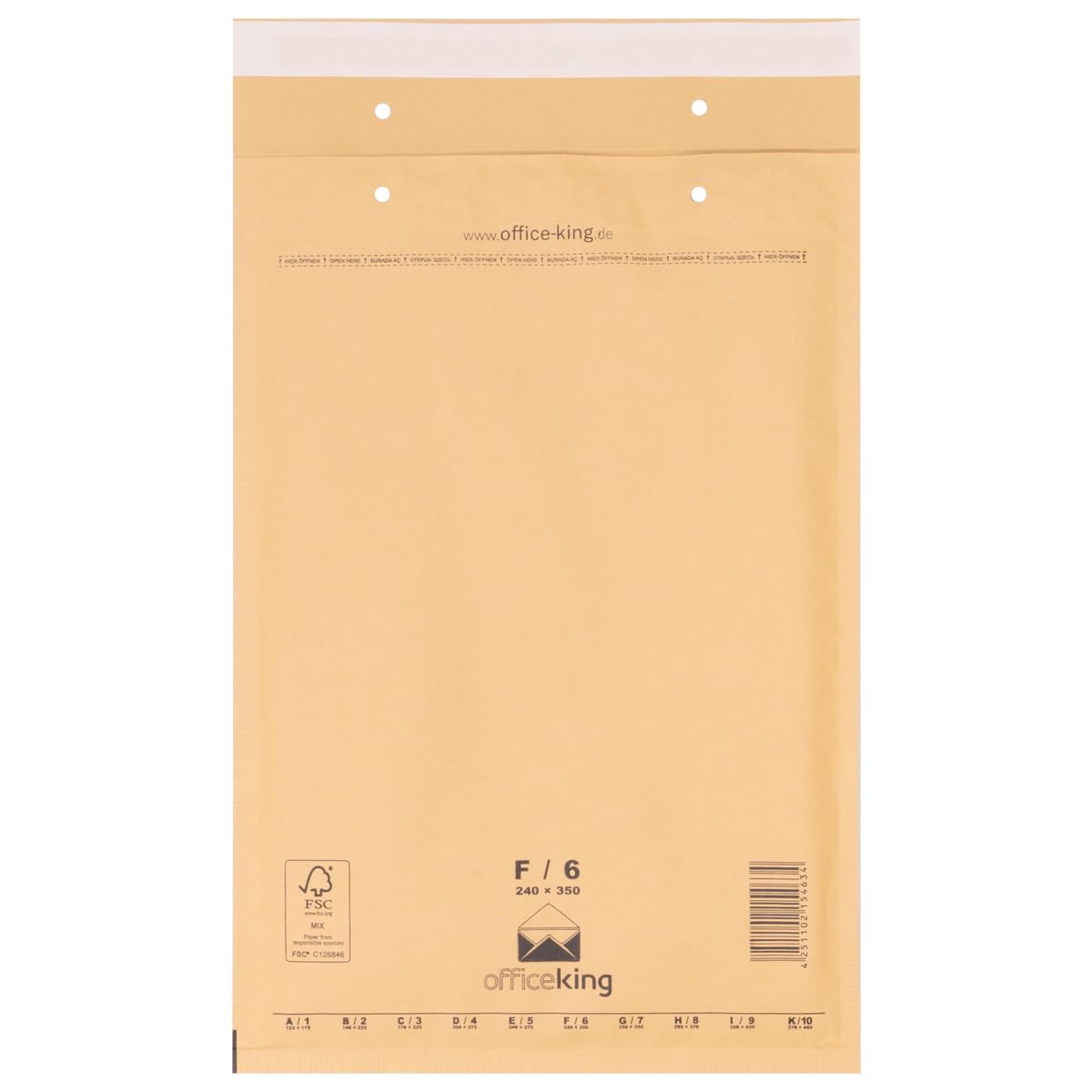 800 x Luftpolstertaschen braun Gr. F/6 (240x350 mm) DIN A4+ - Marken-Qualität von OfficeKing®