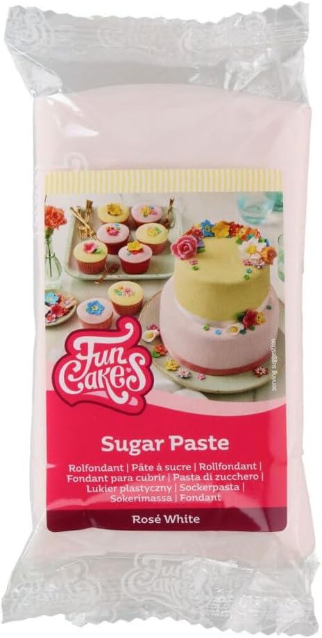 FunCakes Sugar Paste Rosé White, Delicious Taste, Smooth Texture, Great for Cakes, Cupcakes and Cookies, Halal, Kosher, and Gluten-free, 250 g