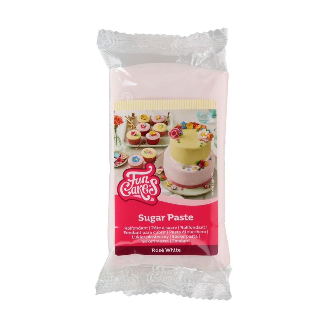 FunCakes Sugar Paste Rosé White, Delicious Taste, Smooth Texture, Great for Cakes, Cupcakes and Cookies, Halal, Kosher, and Gluten-free, 250 g