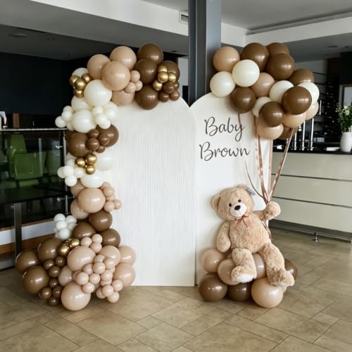 Image of Lukiituke Brown Balloons, 65Pcs Western Neutral Balloons with 12in | Latex Balloons for Boho, Cowboy, Birthday, Thanksgiving Decorations