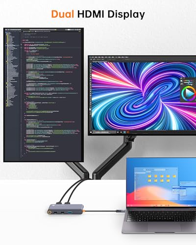 NOVOO USB-C Docking Station, Dual Monitor HDMI Adapter, 100W PD, 4 USB Ports, Thunderbolt 3/4 Dock for Dell HP, Lenovo, Asus - Image 3