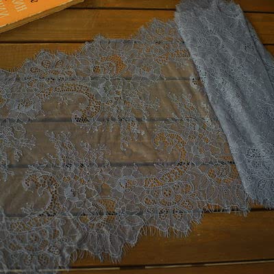 Koronka rzęsowa Vintage, Koronkowa taśma do rzęs wielokolorowa, opakowanie 3 jardów, szerokość 35 cm, do samodzielnego szycia(Grey blue)