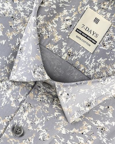 Image of 7-DAYS Men's Premium Formal Printed Shirt - 100% Cotton, Regular Fit, Full Sleeves, with Pocket - Stylish for Special Occasions.