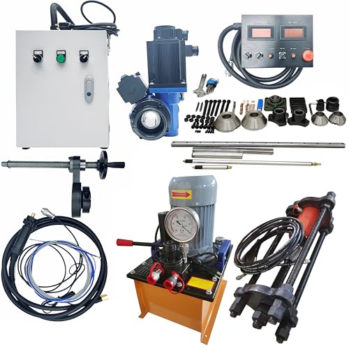 TECHTONGDA 110V 2 in1 Portable Line Boring and Welding Machine with 110V 70T Hydraulic Crawler Pin Pressing Machine, European Connector, Chain Press Machine, for Excavators, Loaders Chain Repairing