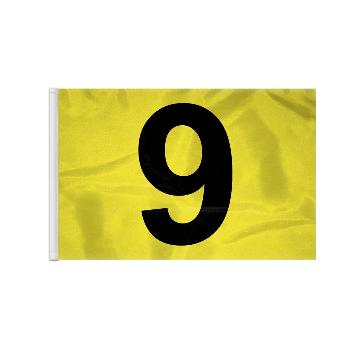 AGAS Numbered Golf Flags - 14 x 20 inch Numbered Flags for Golf Course No 9 - Yellow Putting Green Flags with Black Numbers - Golf Flag 9 - Outdoor Nylon 18 Hole Golf Flags Yellow & Black Putting Green Golf Flag Tube #9