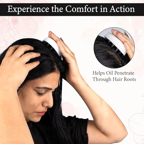 Image of GLUN Pack of 2 Scalp Shampoo Brush - Silicone Hair Scalp Massager for Dandruff Removal & Deep Cleansing (White)