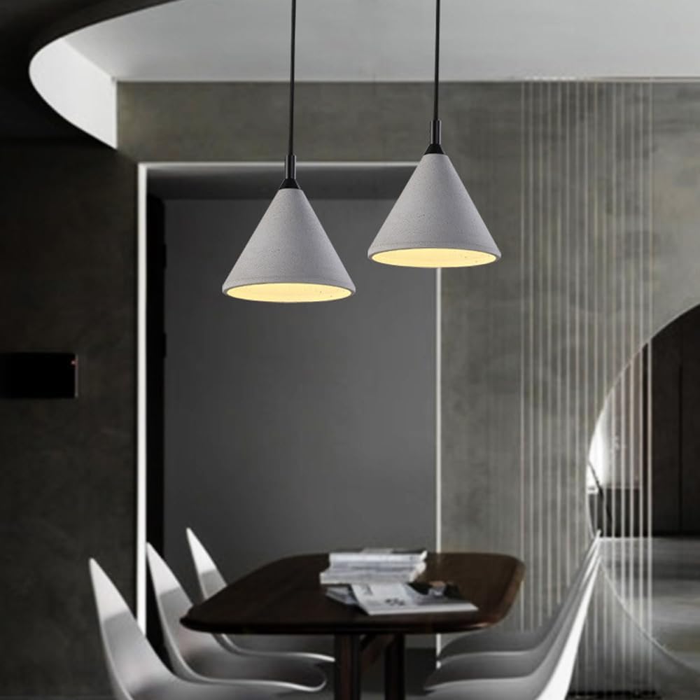 Lampada a Sospensione Industriale nordica in Cemento, Lampada da soffitto Regolabile a Testa Singola, Attacco E26, Illuminazione per Isola Cucina in Pietra, lampadario Vintage per
