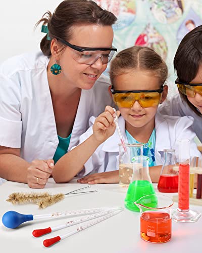 18 Pieces Lab Glassware Set Beaker Flask Cylinder Set Includes 3 Glass Beakers 3 Erlenmeyer Flasks 3 Graduated Measuring Cylinders With Droppers Brushes And Glass Stirring Rod For Lab Experiment #TOP4