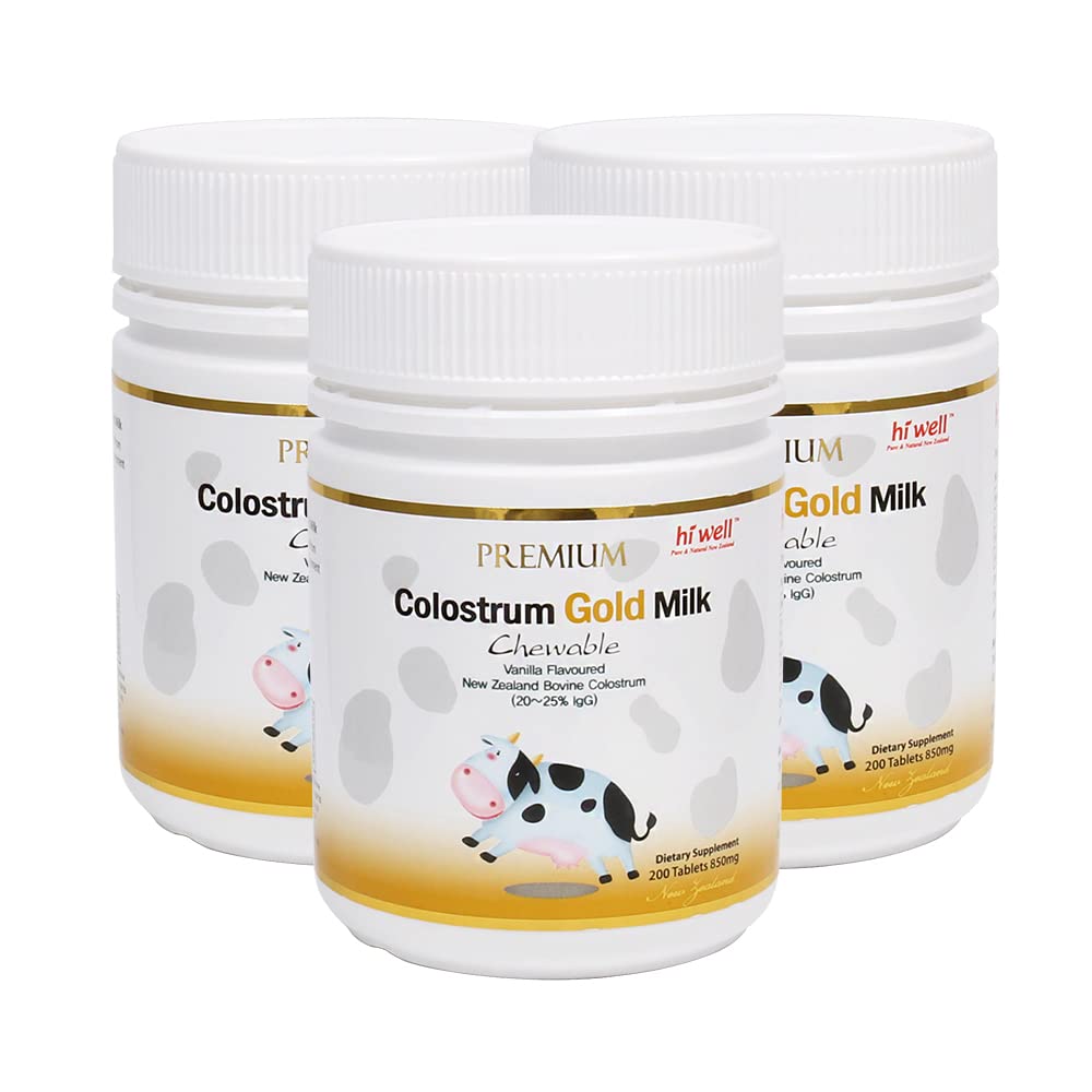 (Pack of 3) Hi Well Premium Grass-Fed Colostrum Gold Milk 200Tablets