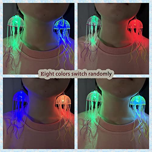 LED Light Up jellyfish earring, Projecting Disco Ball, Women Funny Lovely Gift, Birthday Party Rave Night Club Jewelry (blue)2
