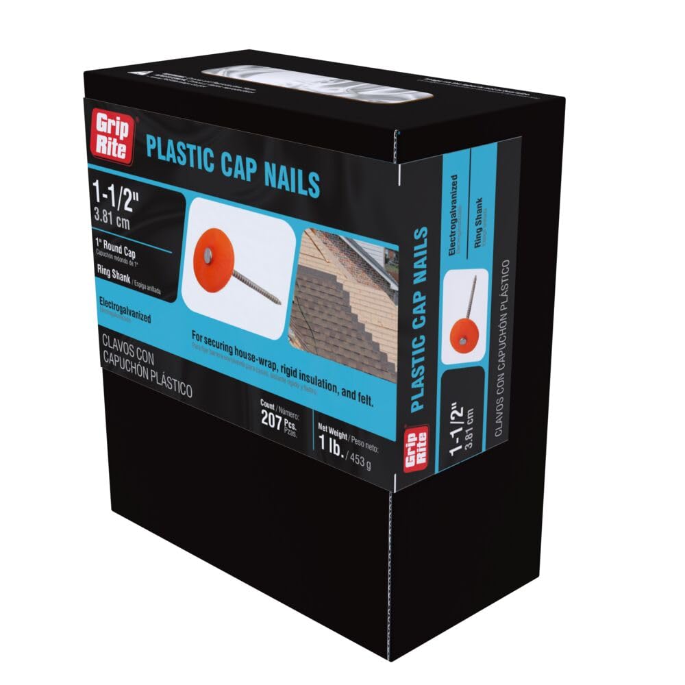 Plastic Cap Nails - Secure Roofing & Housewrap -4 Plastic Cap Nails - Secure Roofing & Housewrap -4
