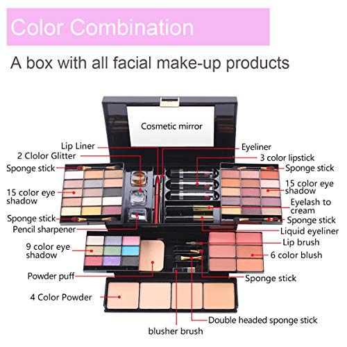 All In One Makeup Kit, Multi-Purpose Makeup Gift Set 49 Colors Combination Palette Full Makeup Essential Starter Kit For Beginners Or Pros, Included Eyeshadow, Lip Gloss, Blusher, Eyeliner, Mascara #TOP2