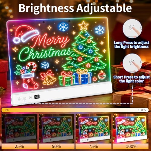 TOHETO LED Drawing Board for Kids, Rechargeable Glow Doodle LED Note Board, 16 Light Effects Acrylic Dry Erase Board, Neon Light Up Drawing Tablet Sketching Gifts Toy Ideas for Girls/Teens, 12 Markers - image 5