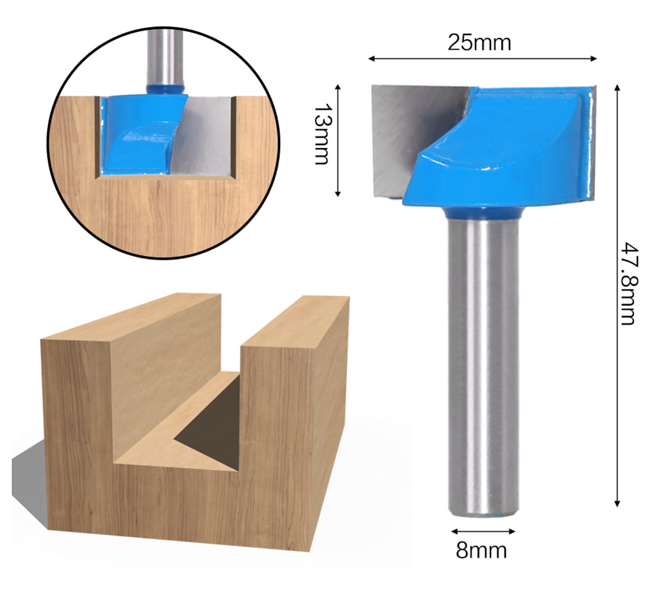 Set di 5 punte per Fresa, Codolo da 8 mm, APLUS Router Bits per Fresatura del Legno, 10/15/20/25/30 mm
