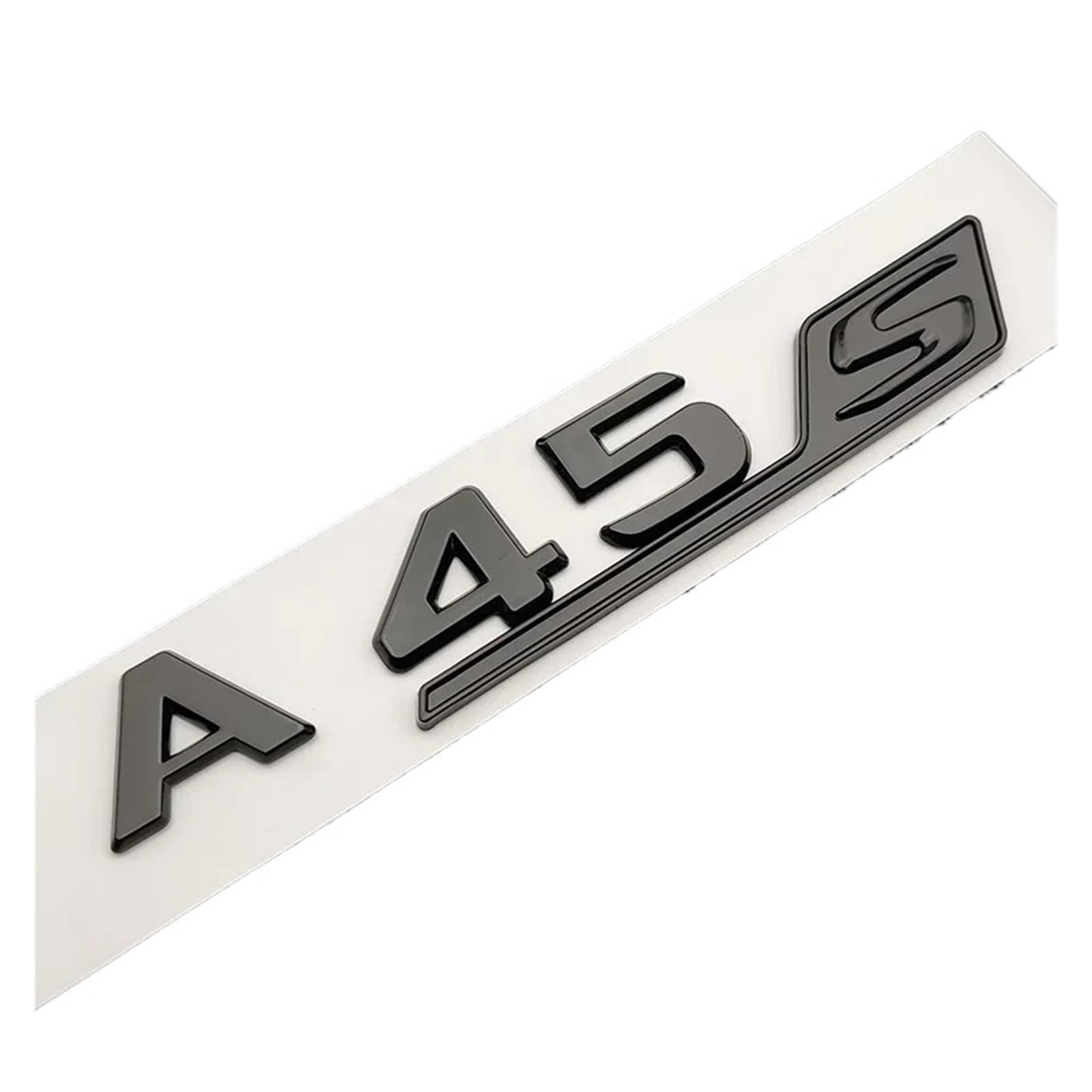 Lettere cromate nere 3d for adesivi logo auto adatti for Mercedes A45S AMG W177 Accessori Turbo 4matic Emblema baule posteriore distintivo (Color : A45S Glossy Black)