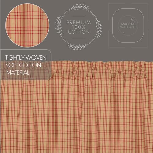 VHC-Brands-Sawyer-Mill-Plaid-Cotton-Farmhouse-Kitchen-Curtains-Rod-Pocket-Hanging-Loops-36-Inch-Swag-Pair-Red VHC Brands Sawyer Mill Plaid Cotton Farmhouse Kitchen Curtains Rod Pocket Hanging Loops 36 Inch Swag Pair Red