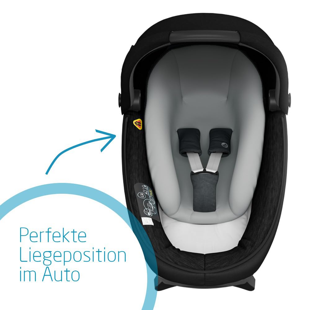 Maxi-Cosi Jade Babywanne, sichere Babywanne mit ISOFIX Installation im Auto, komfortabler Kinderwagenaufsatz, geeignet ab Geburt bis ca. 6 Monate (max. 9 kg oder 40 bis 70 cm), Essential Black