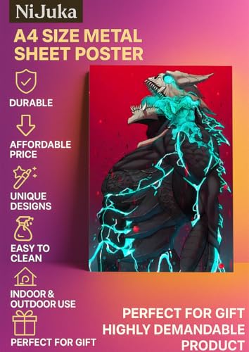 Image of NIJUKA Anime Printed A4 Size Metal sheet Poster For Home And Room Decoration | For Anime Art Fans Boys And Girls (Kaiju Roar)